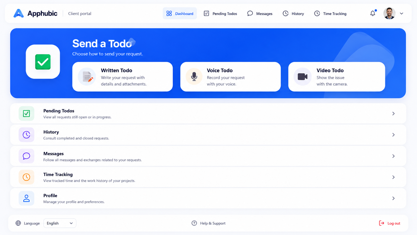 Apphubic client portal dashboard preview